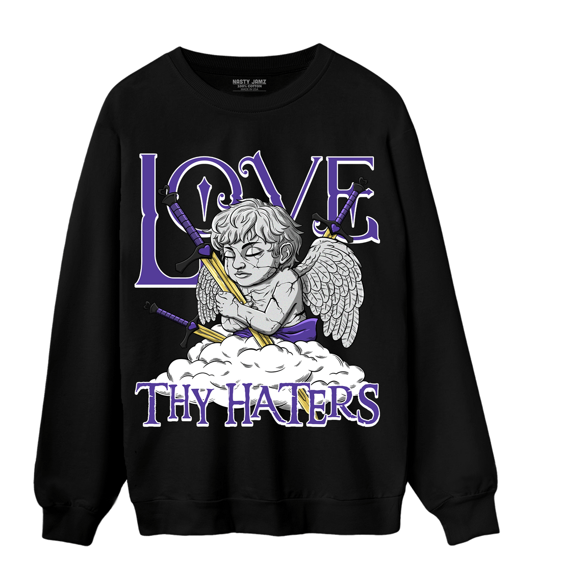 Field Purple 12s Sweatshirt Match Love Thy Haters Angel - NastyJamz