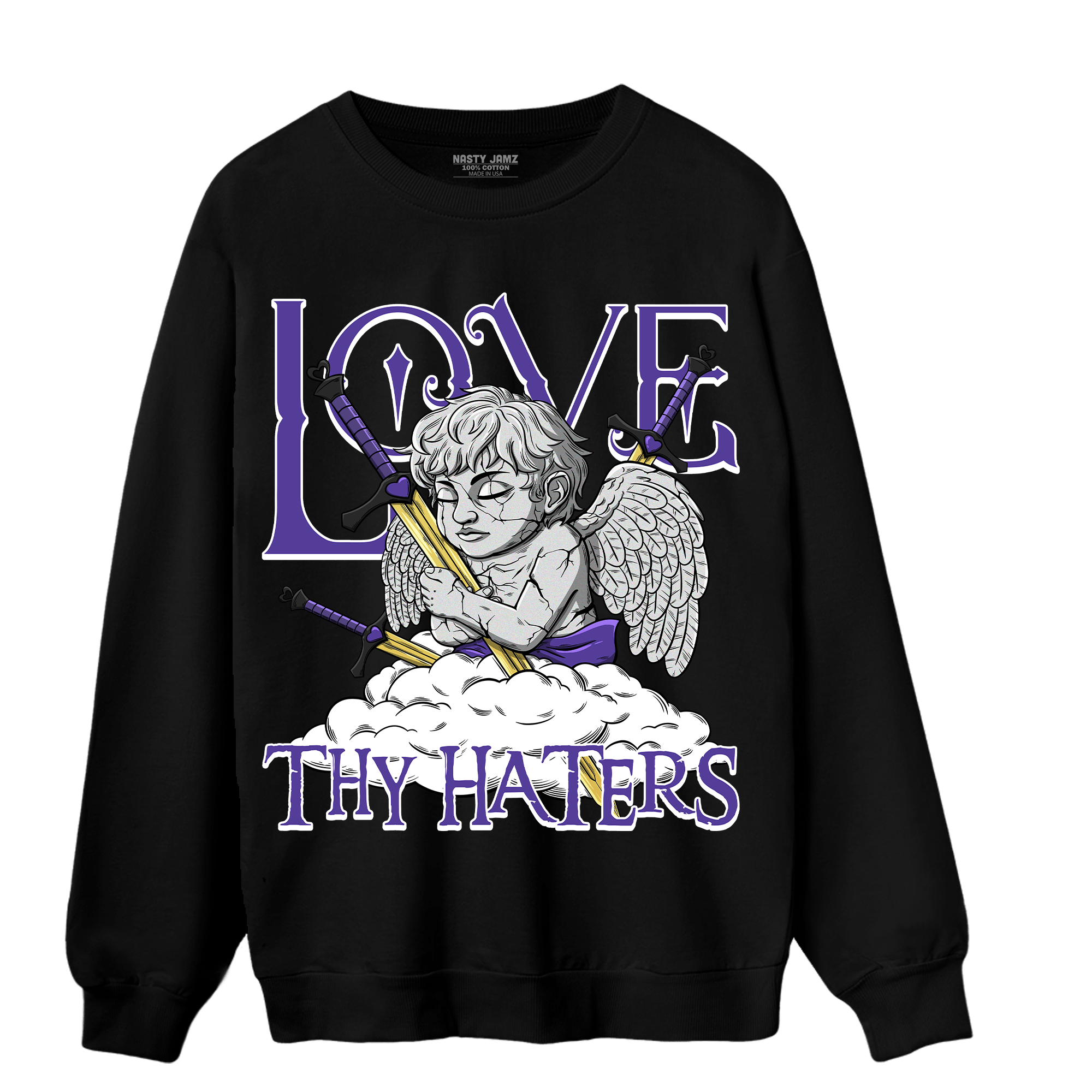 Field Purple 12s Sweatshirt Match Love Thy Haters Angel - NastyJamz