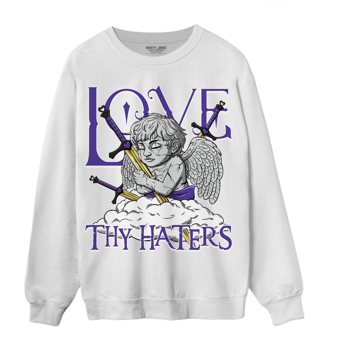 Field Purple 12s Sweatshirt Match Love Thy Haters Angel - NastyJamz