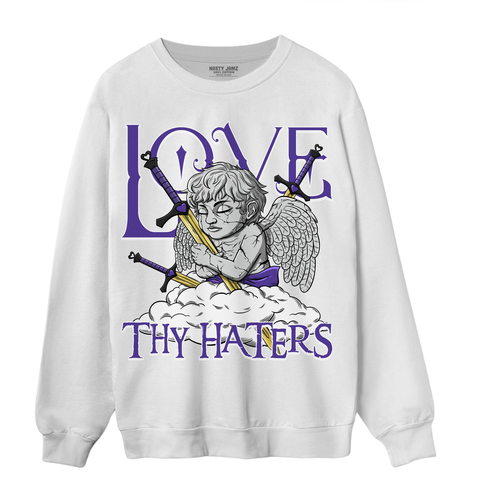 Field Purple 12s Sweatshirt Match Love Thy Haters Angel - NastyJamz
