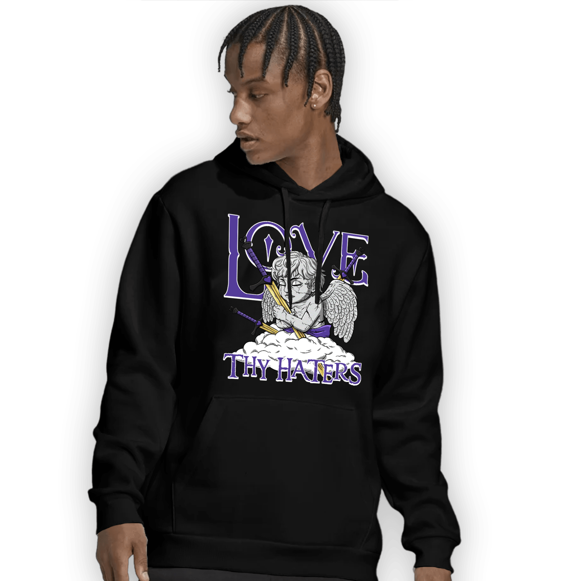 Field Purple 12s Hoodie Match Love Thy Haters Angel - NastyJamz