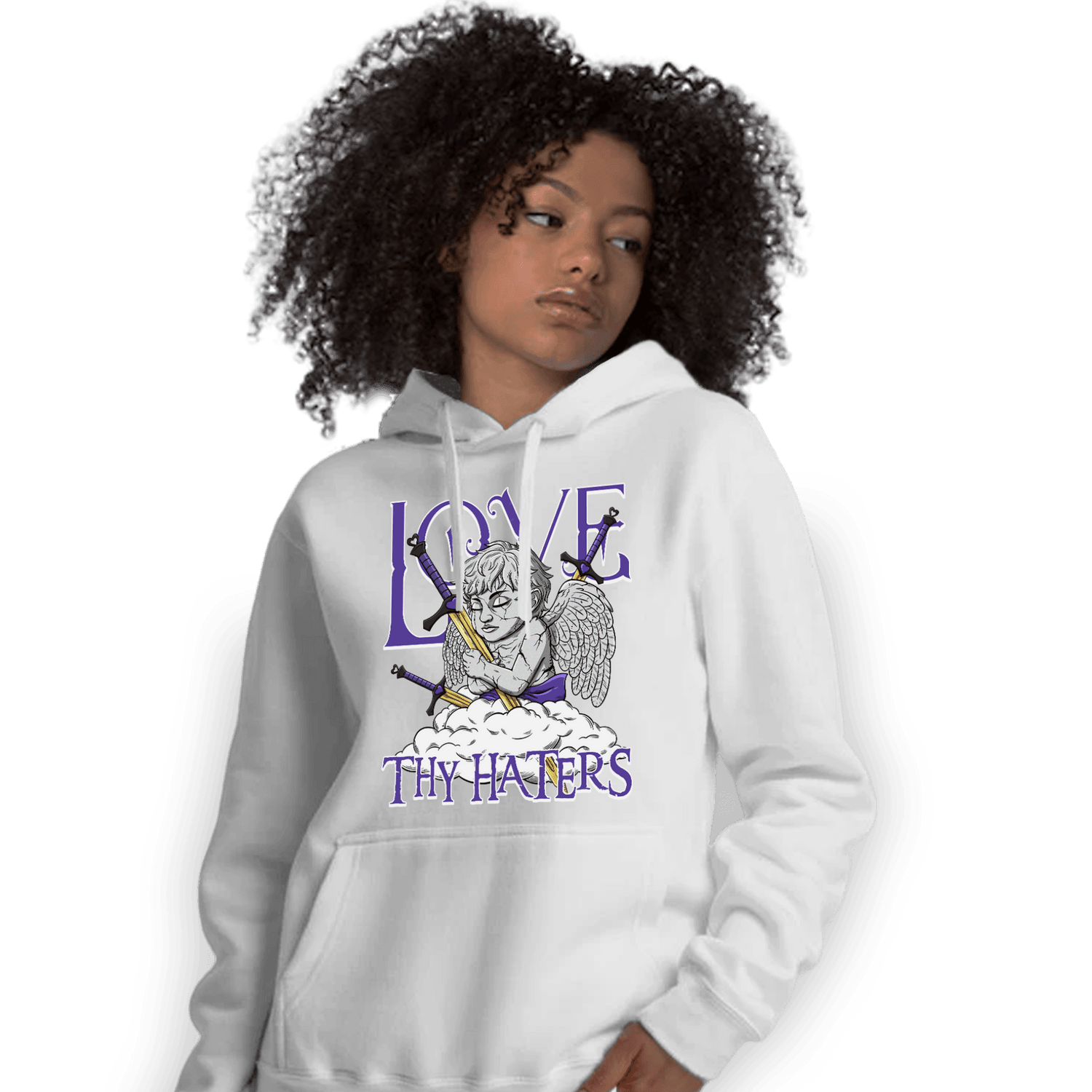 Field Purple 12s Hoodie Match Love Thy Haters Angel - NastyJamz