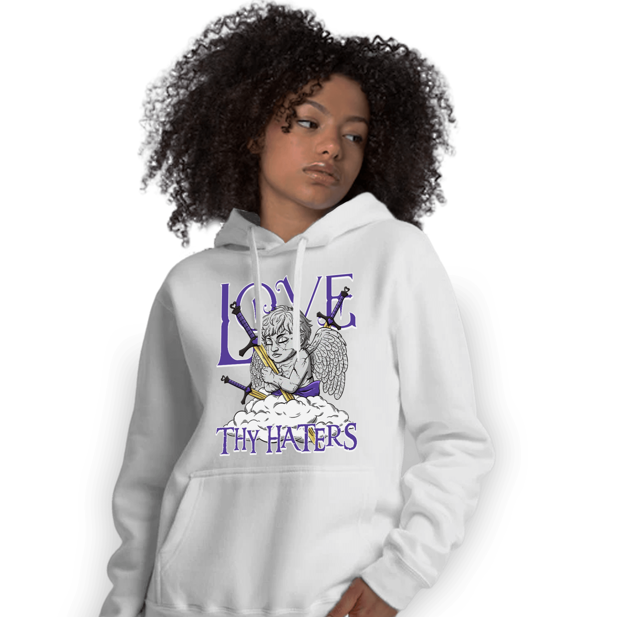 Field Purple 12s Hoodie Match Love Thy Haters Angel - NastyJamz