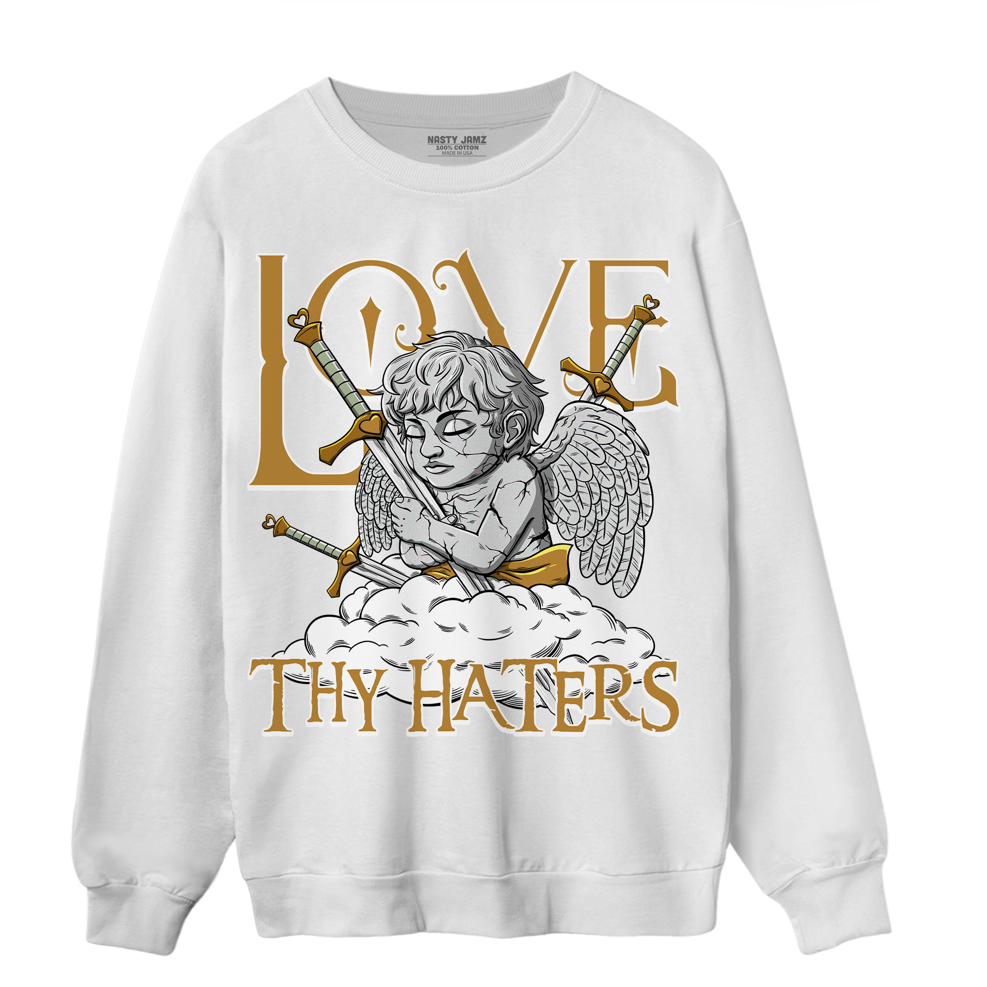 Wheat 13s Sweatshirt Match Love Thy Haters Angel - NastyJamz