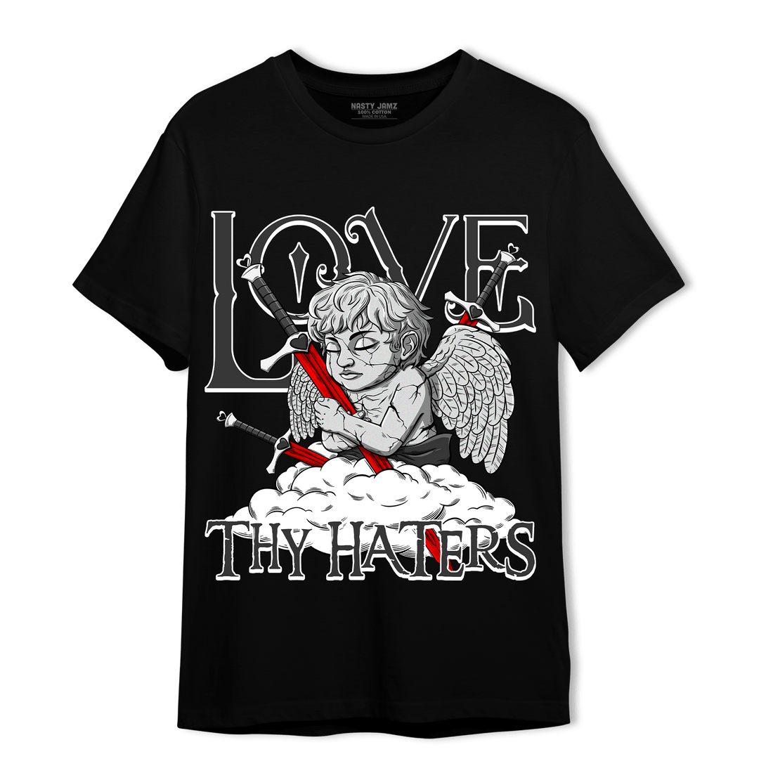 Black White 14s T Shirt Match Love Thy Haters Angel - NastyJamz