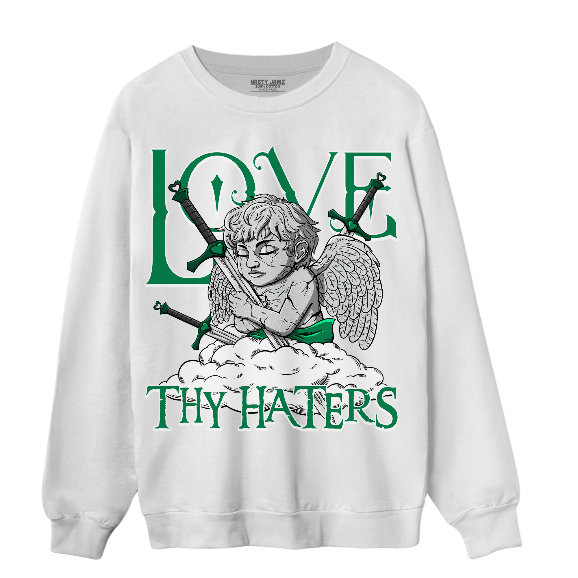 Celtic Lucky Green 1s Sweatshirt Match Love Thy Haters Angel - NastyJamz