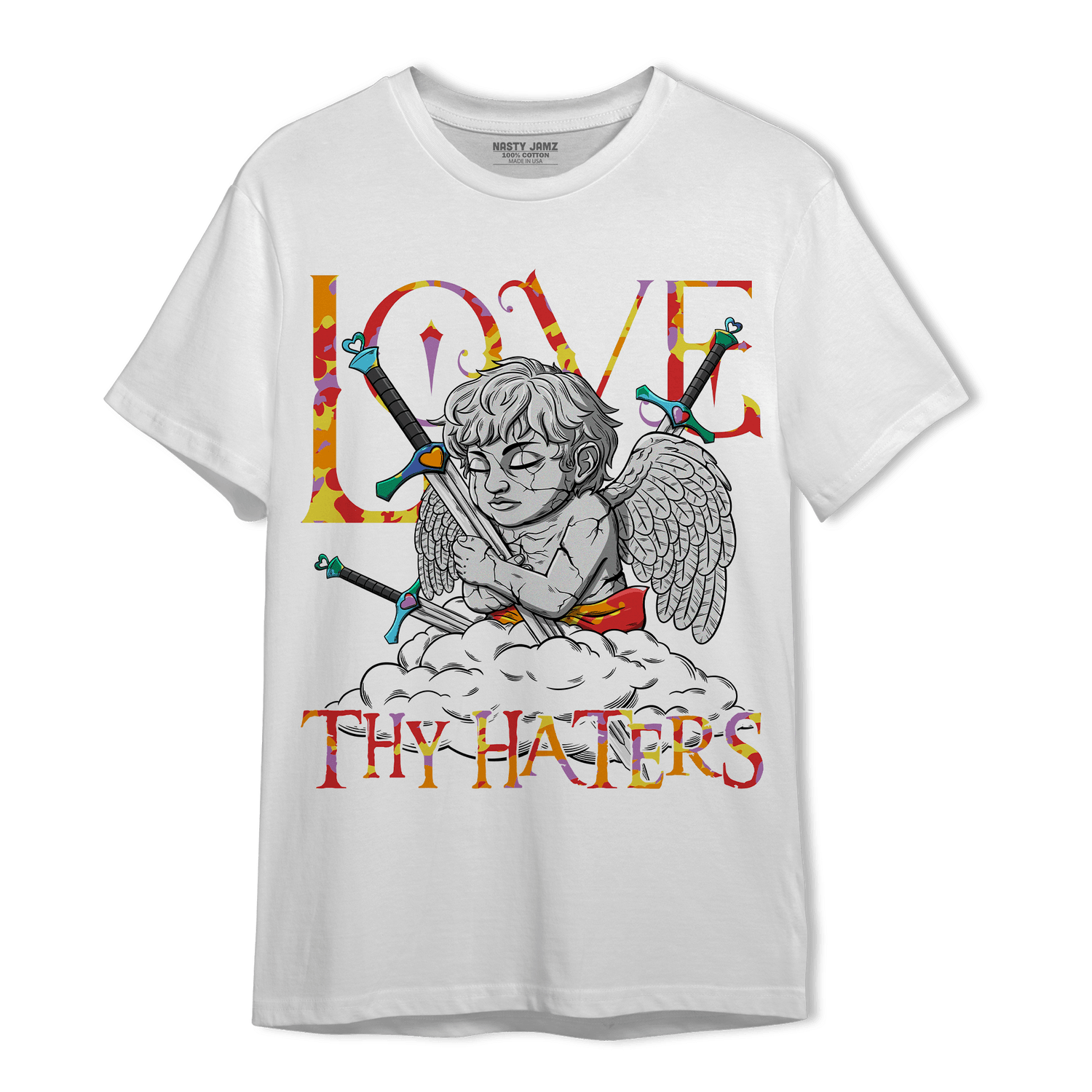 Mid GS Six Championships 1s T Shirt Match Love Thy Haters Angel - NastyJamz