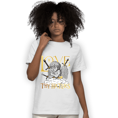 Mid SE Black Gold 1s T Shirt Match Love Thy Haters Angel - NastyJamz