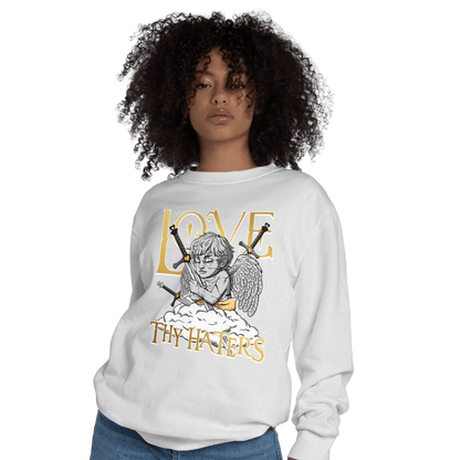 Mid SE Black Gold 1s Sweatshirt Match Love Thy Haters Angel - NastyJamz
