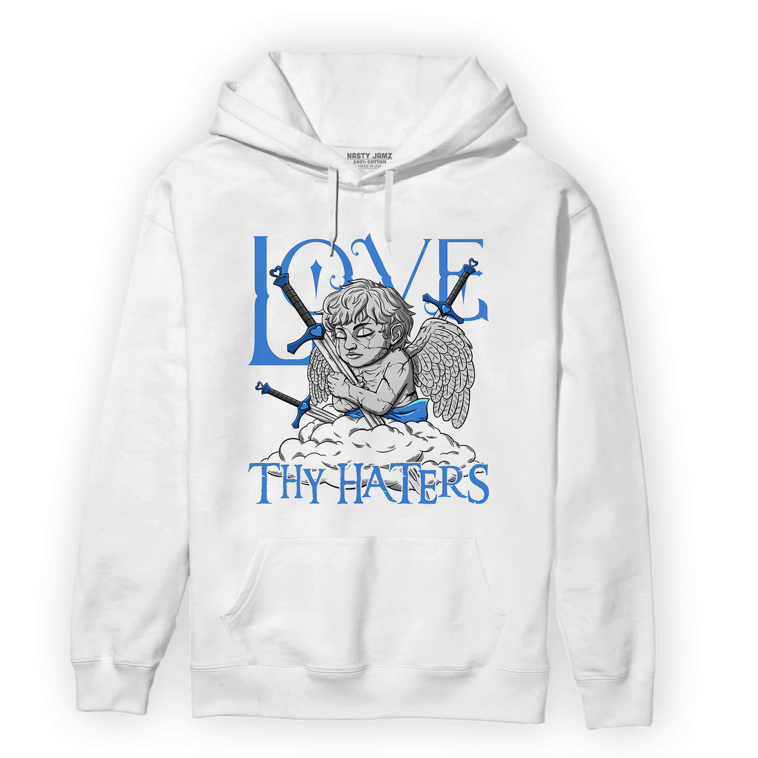 University Blue Toe 1s Hoodie Match Love Thy Haters Angel - NastyJamz