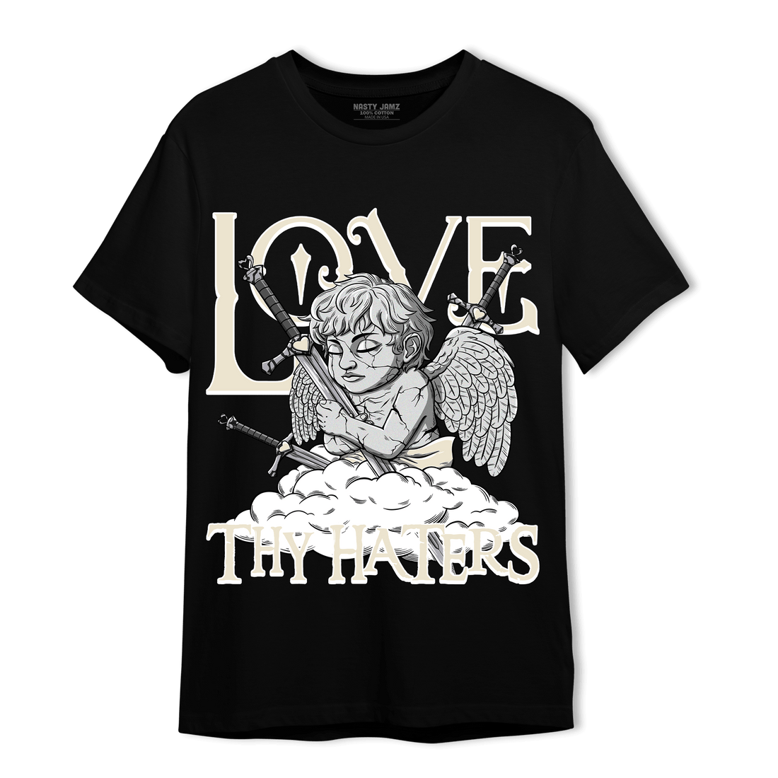 Off Noir 3s T Shirt Match Love Thy Haters Angel - NastyJamz