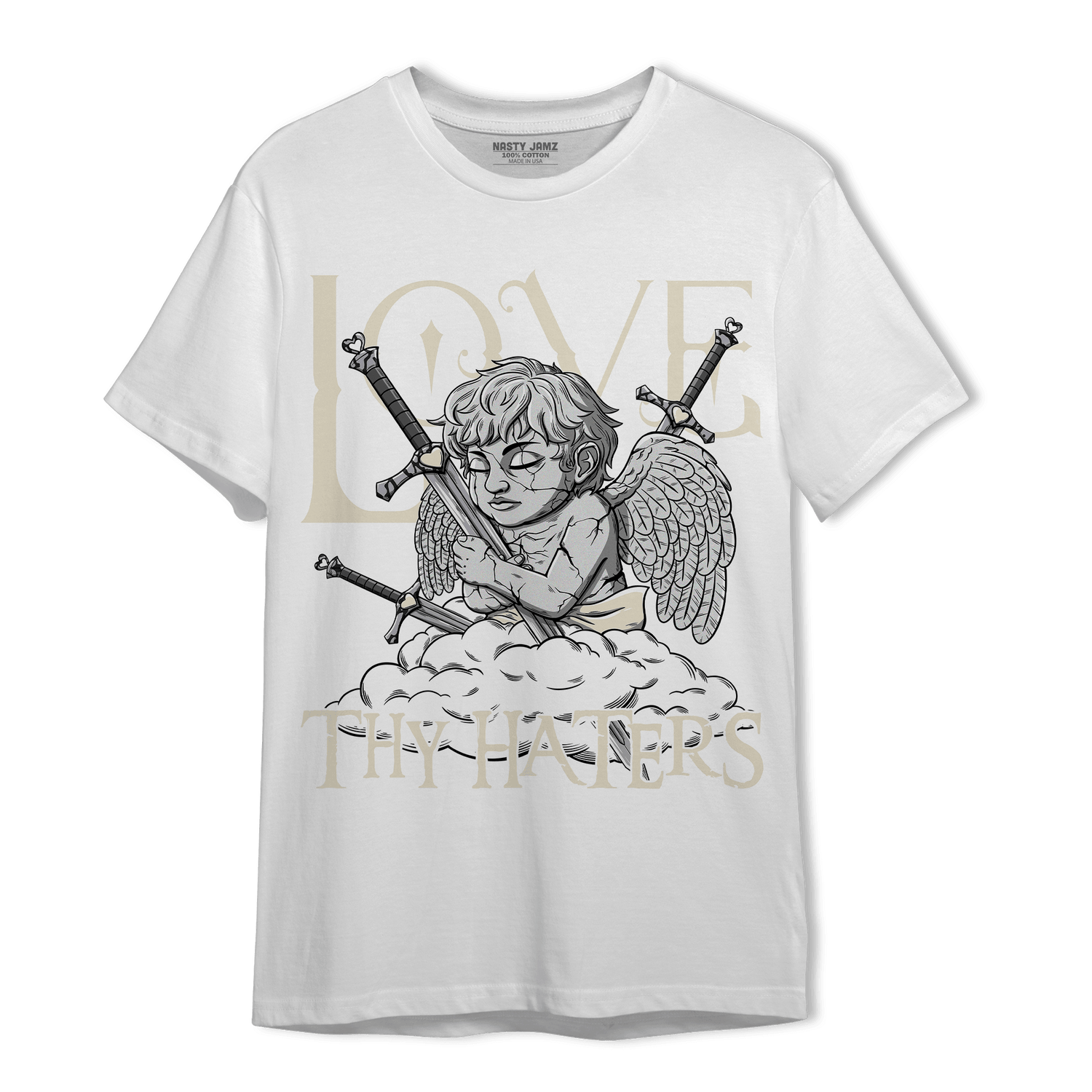 Off Noir 3s T Shirt Match Love Thy Haters Angel - NastyJamz