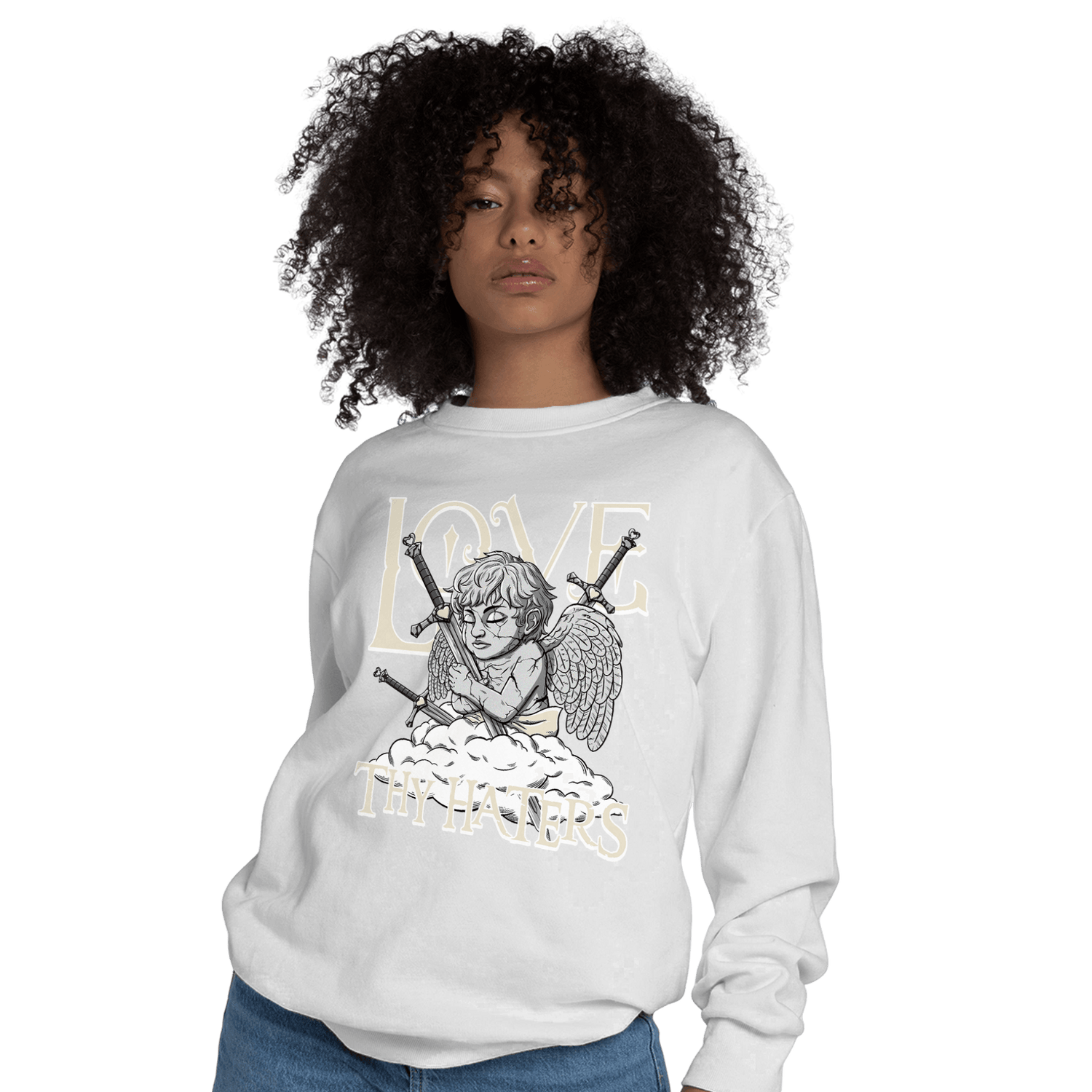 Off Noir 3s Sweatshirt Match Love Thy Haters Angel - NastyJamz