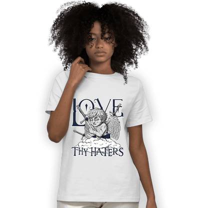 White Navy 3s T Shirt Match Love Thy Haters Angel - NastyJamz