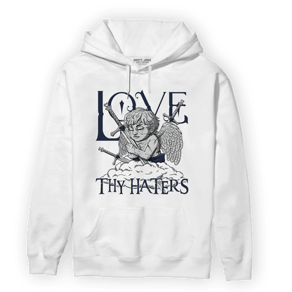 White Navy 3s Hoodie Match Love Thy Haters Angel - NastyJamz