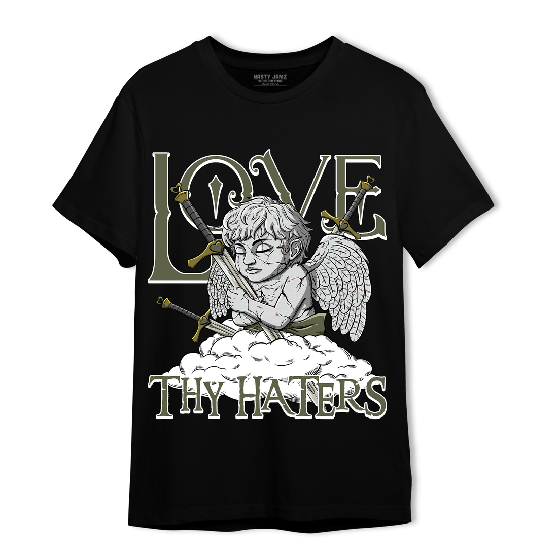 SE Craft Medium Olive 4s T Shirt Match Love Thy Haters Angel - NastyJamz