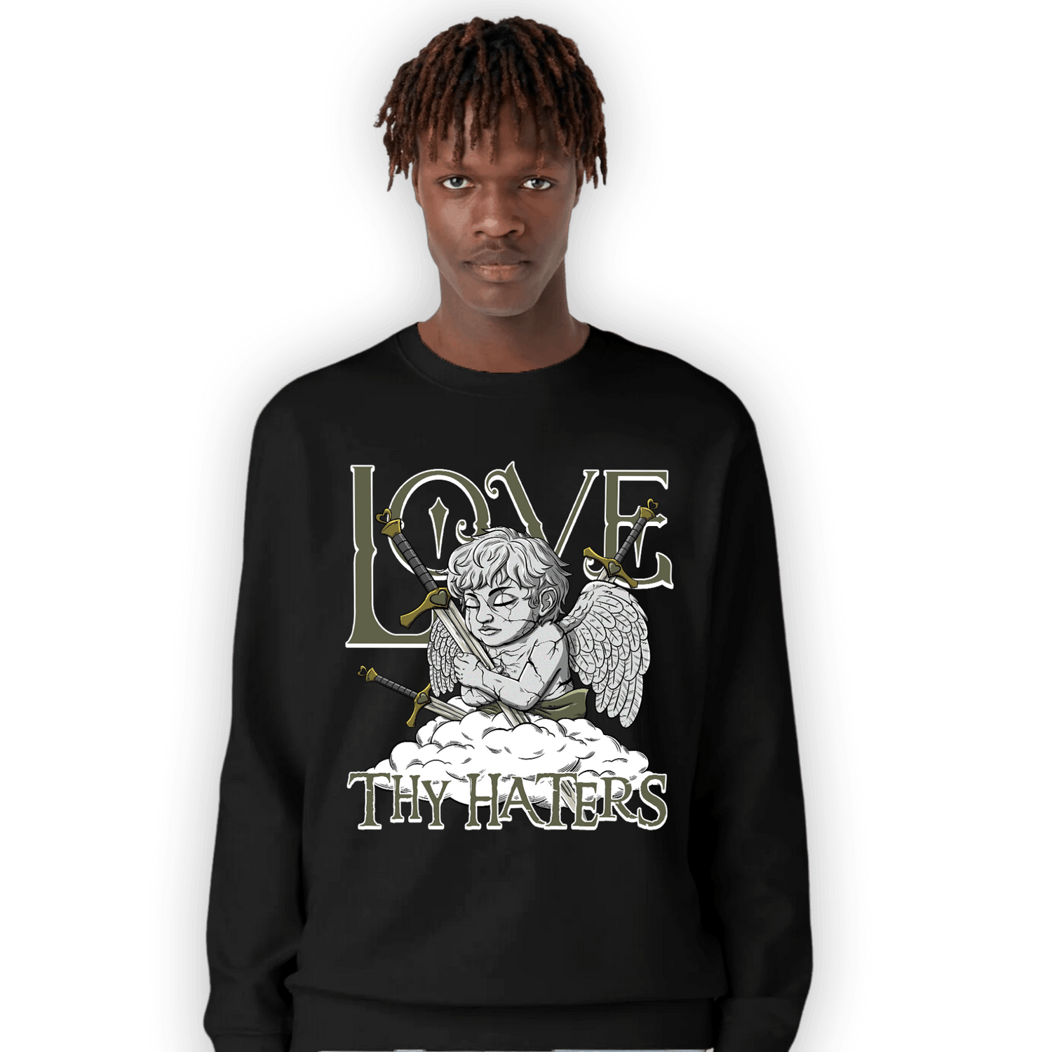 SE Craft Medium Olive 4s Sweatshirt Match Love Thy Haters Angel - NastyJamz