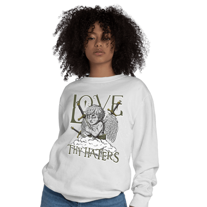 SE Craft Medium Olive 4s Sweatshirt Match Love Thy Haters Angel - NastyJamz