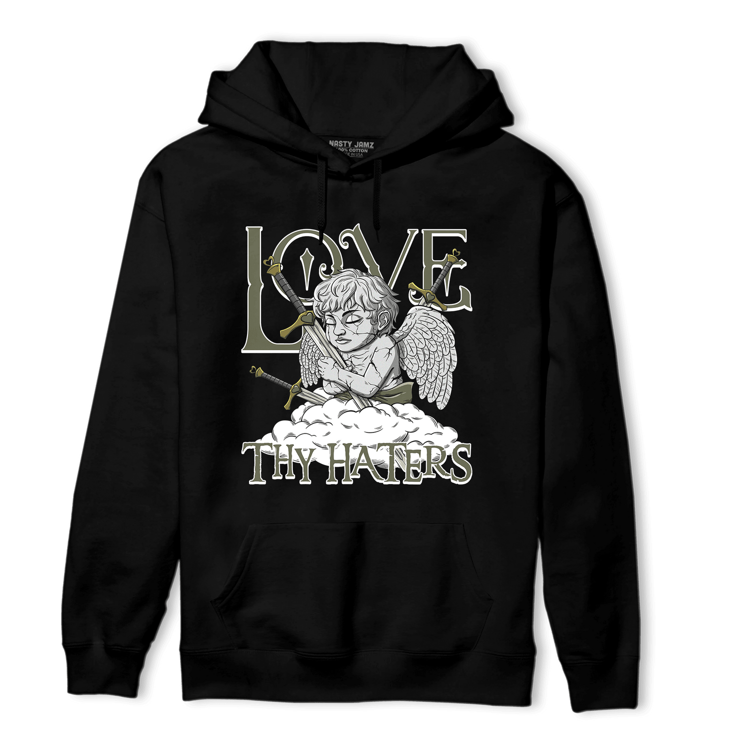 SE Craft Medium Olive 4s Hoodie Match Love Thy Haters Angel - NastyJamz
