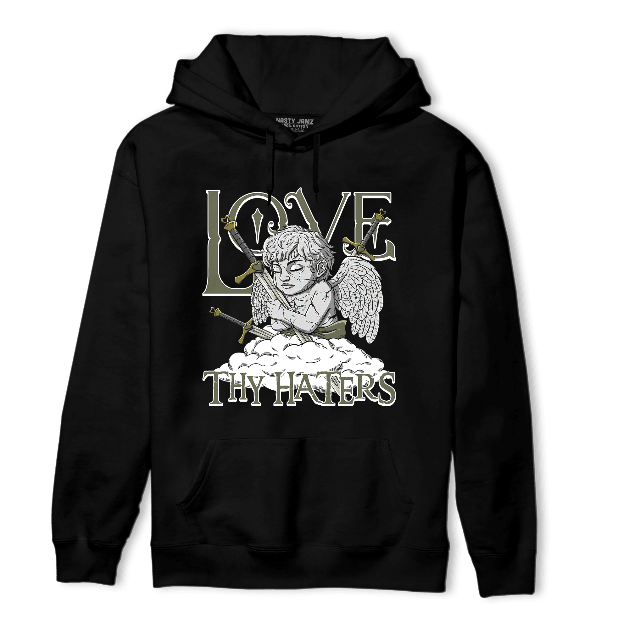 SE Craft Medium Olive 4s Hoodie Match Love Thy Haters Angel - NastyJamz