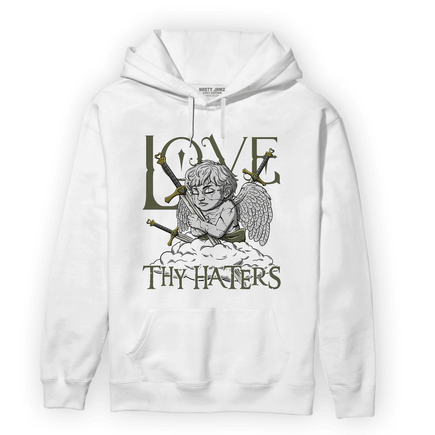 SE Craft Medium Olive 4s Hoodie Match Love Thy Haters Angel - NastyJamz