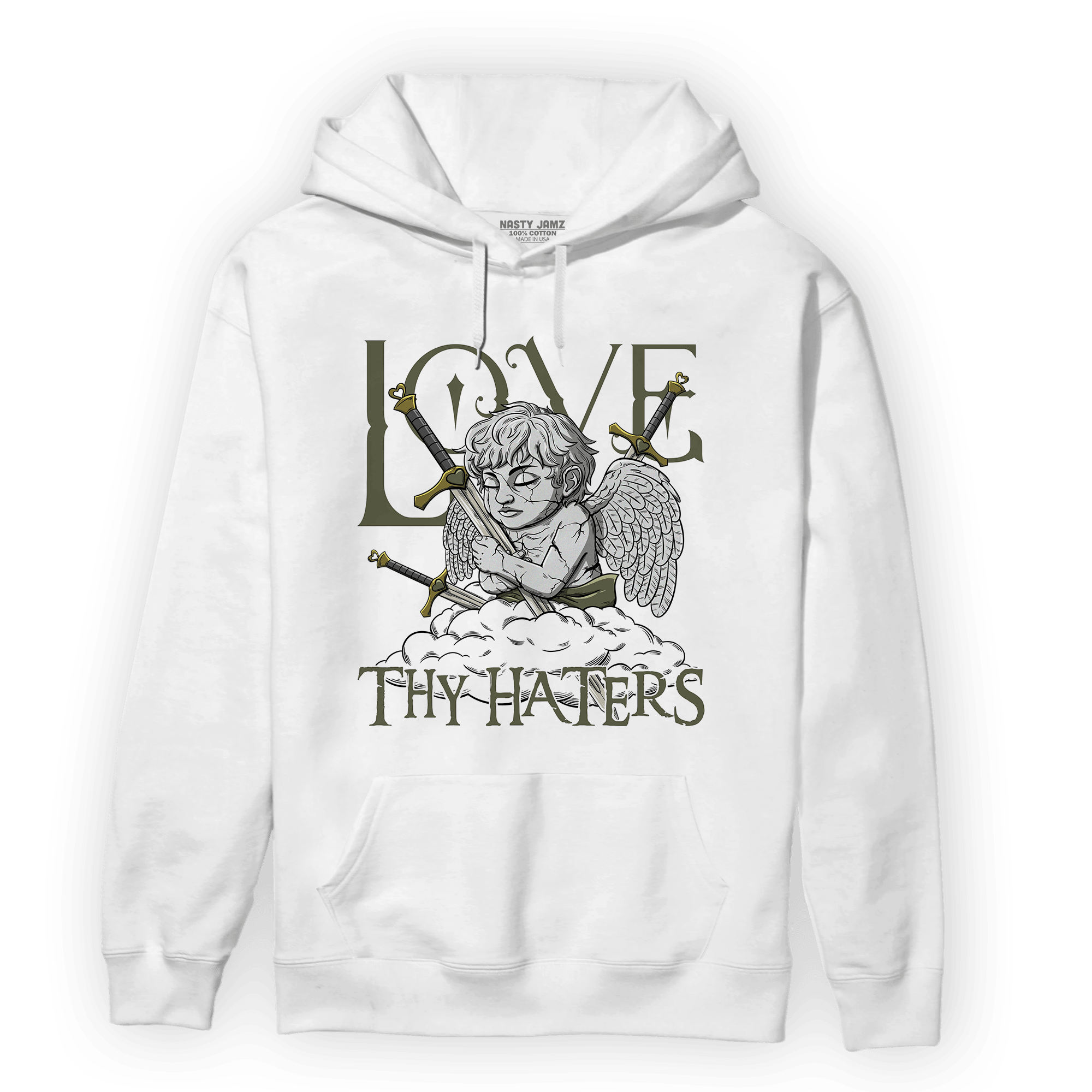SE Craft Medium Olive 4s Hoodie Match Love Thy Haters Angel - NastyJamz