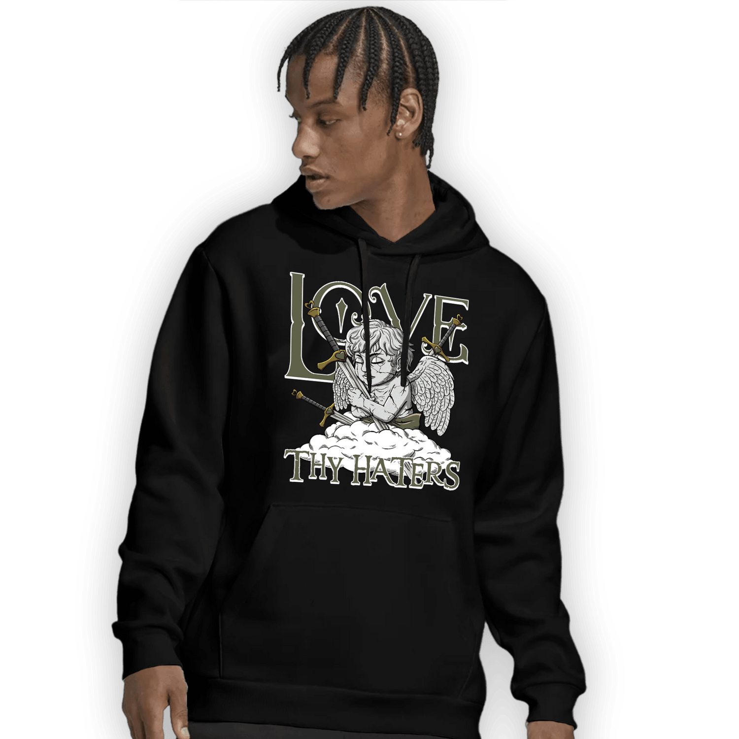 SE Craft Medium Olive 4s Hoodie Match Love Thy Haters Angel - NastyJamz