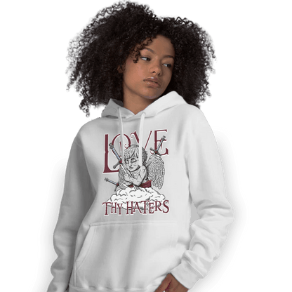 Burgundy 5s Hoodie Match Love Thy Haters Angel - NastyJamz