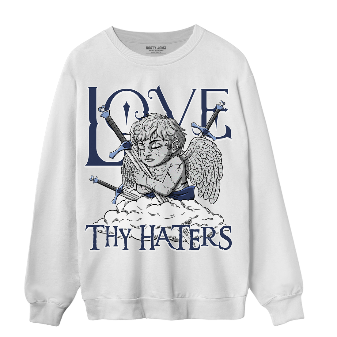 Midnight Navy 5s Sweatshirt Match Love Thy Haters Angel - NastyJamz