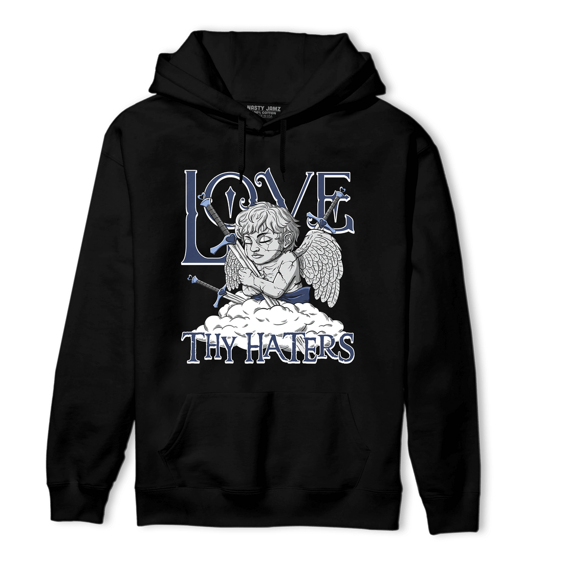 Midnight Navy 5s Hoodie Match Love Thy Haters Angel - NastyJamz