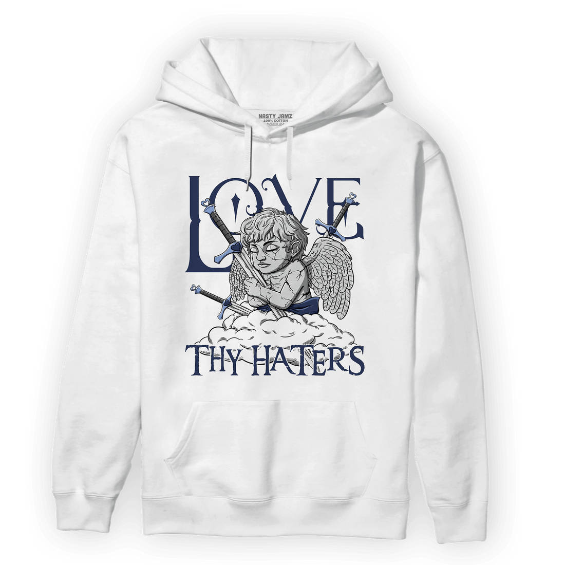 Midnight Navy 5s Hoodie Match Love Thy Haters Angel - NastyJamz