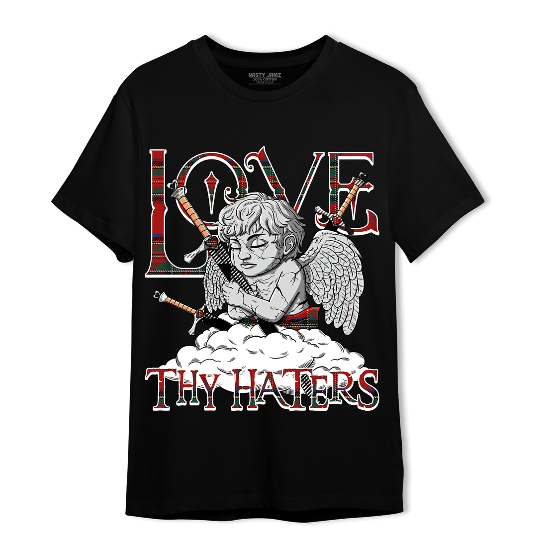 Plaid 5s T Shirt Match Love Thy Haters Angel - NastyJamz