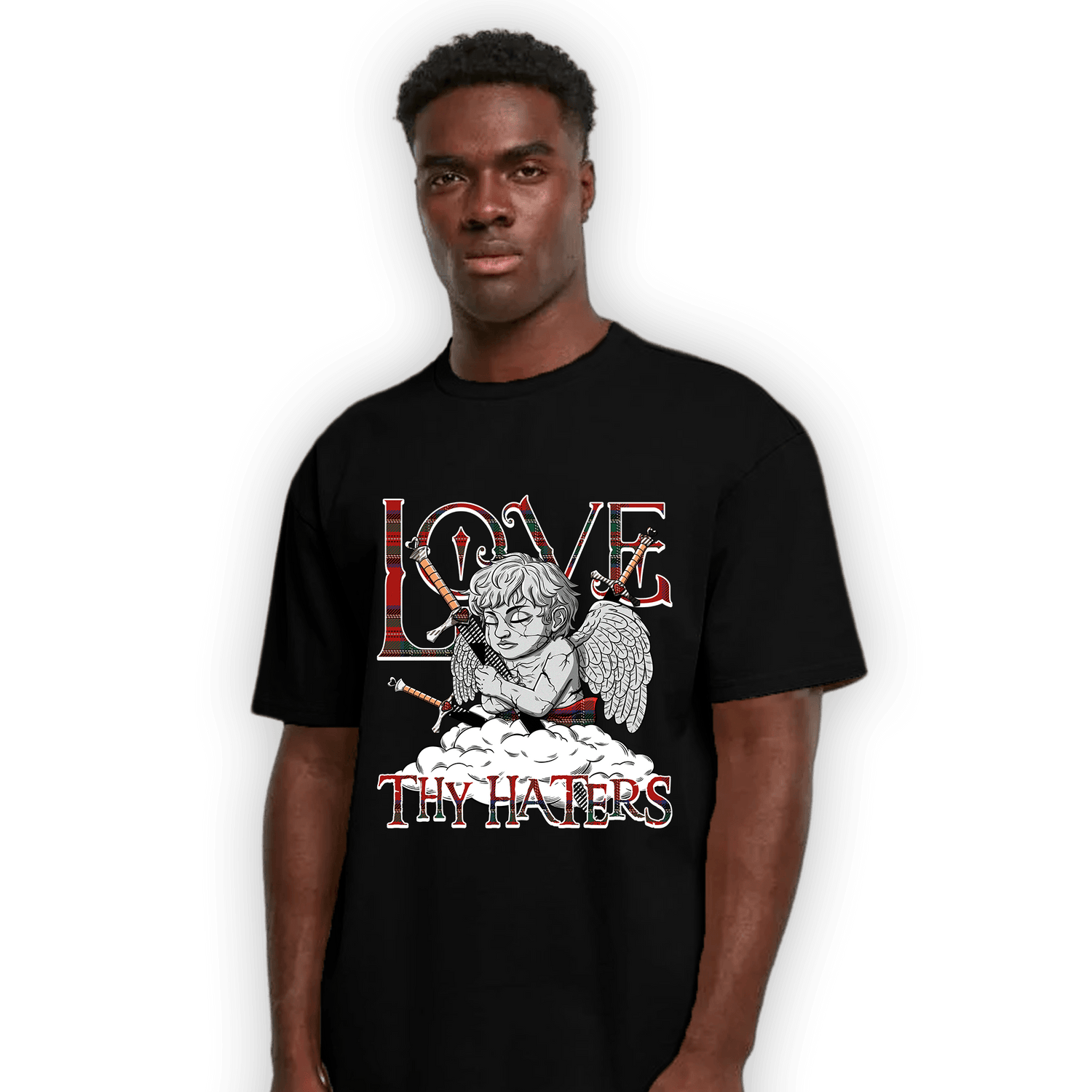 Plaid 5s T Shirt Match Love Thy Haters Angel - NastyJamz