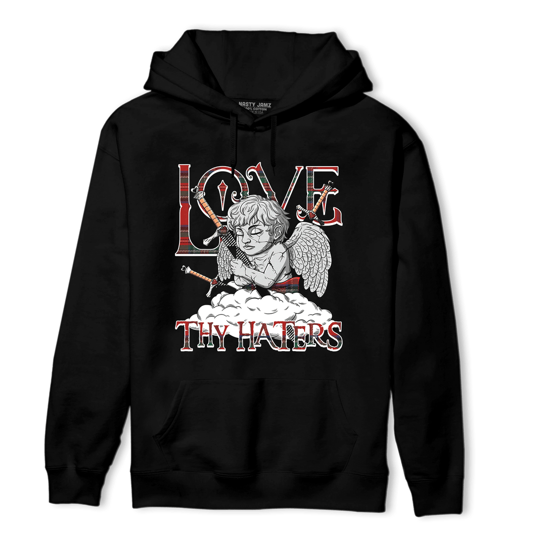 Plaid 5s Hoodie Match Love Thy Haters Angel - NastyJamz