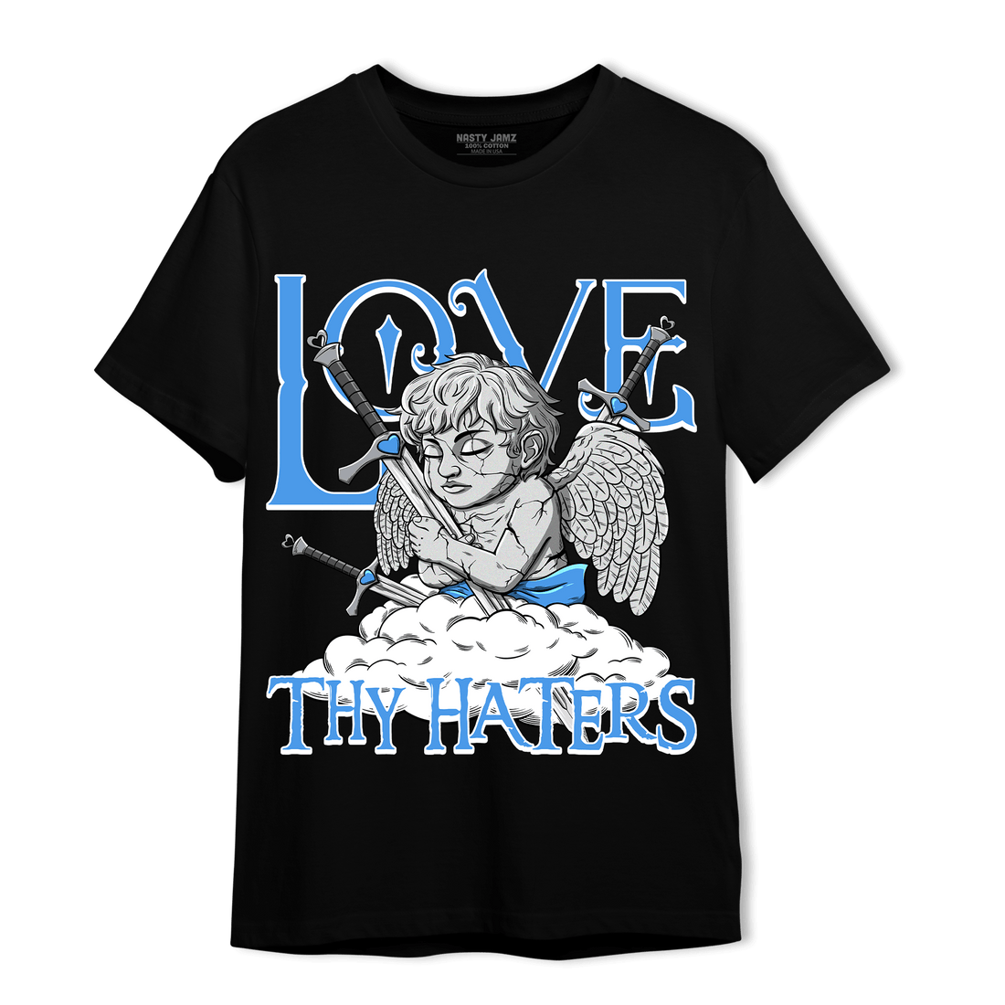 University Blue 5s T Shirt Match Love Thy Haters Angel - NastyJamz