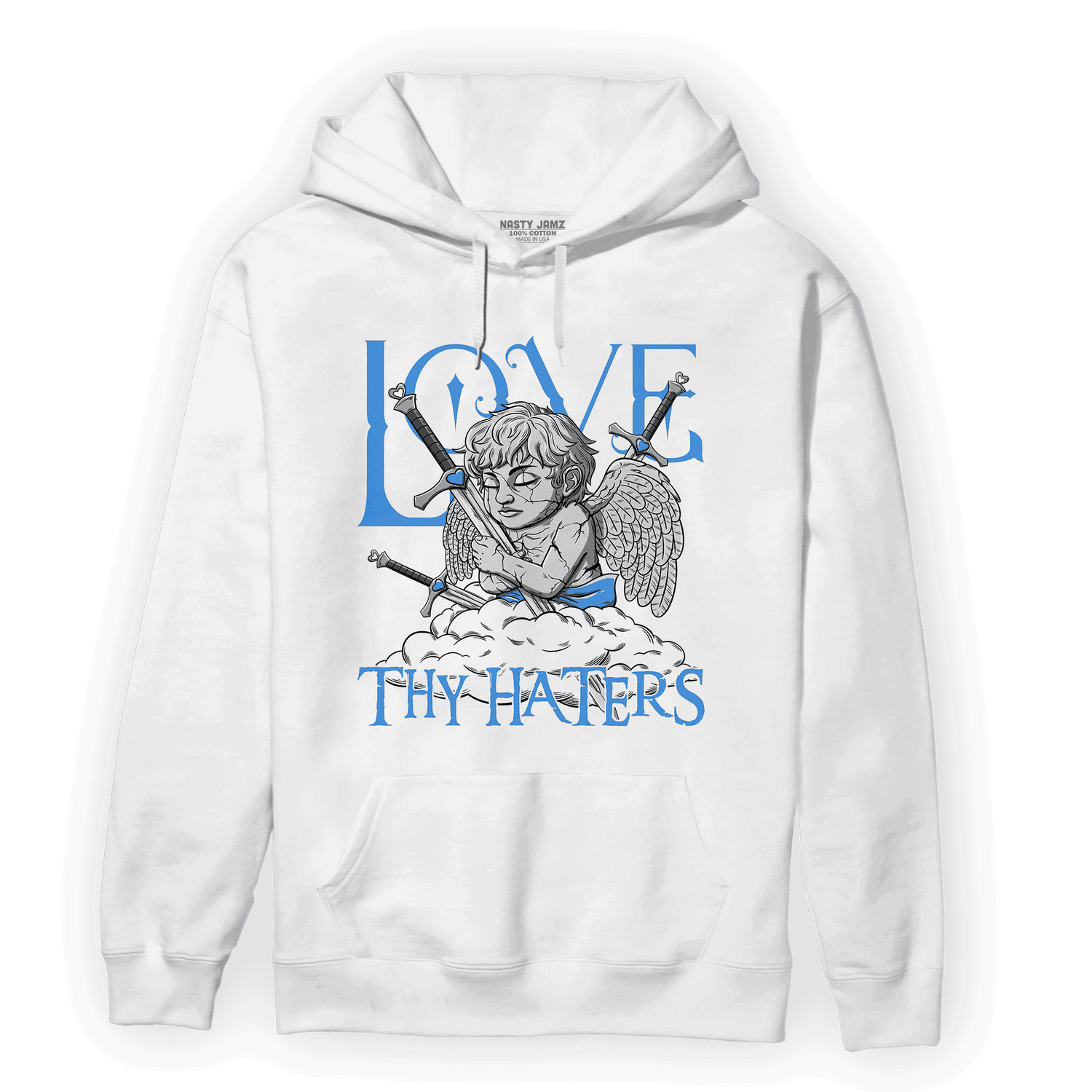 University Blue 5s Hoodie Match Love Thy Haters Angel - NastyJamz