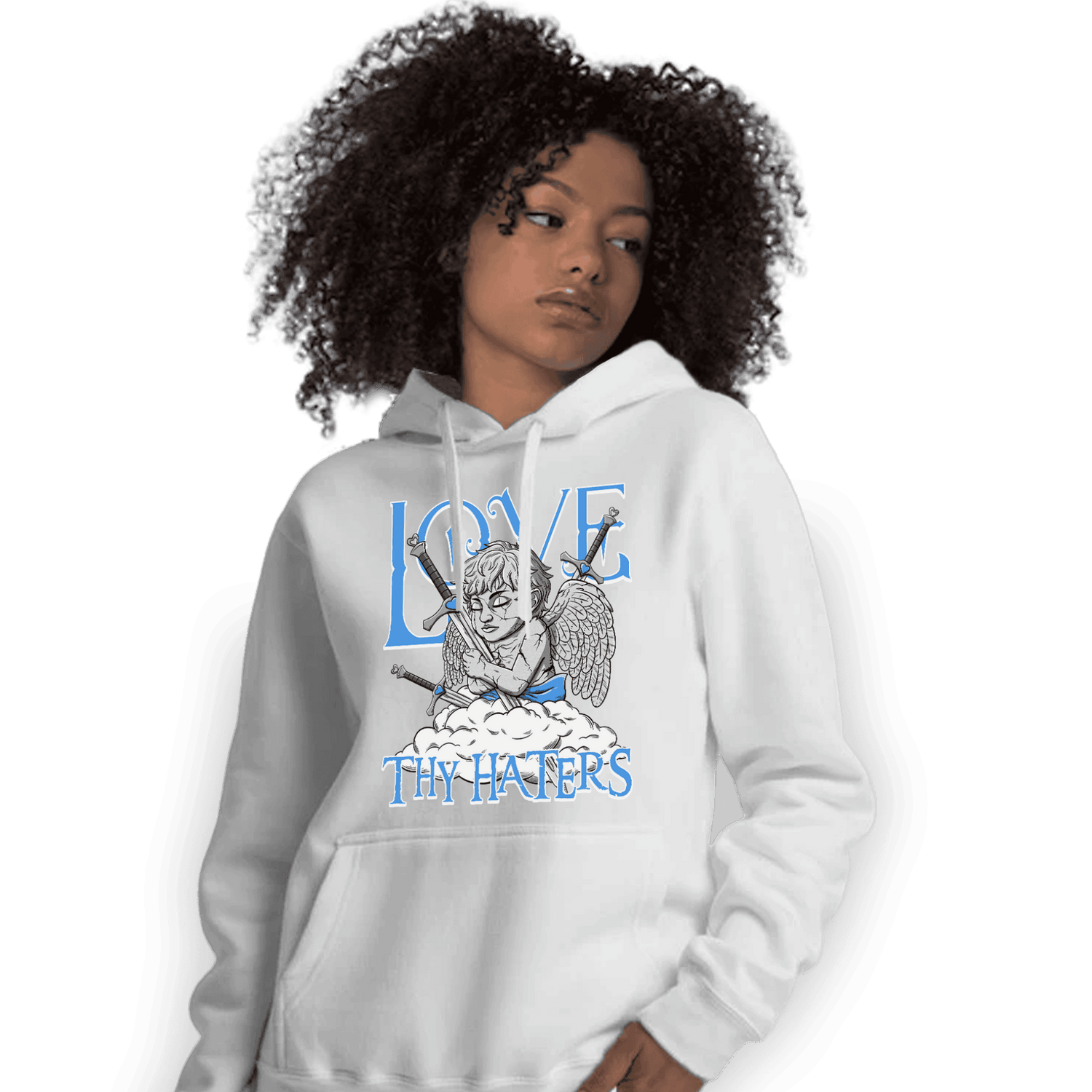 University Blue 5s Hoodie Match Love Thy Haters Angel - NastyJamz