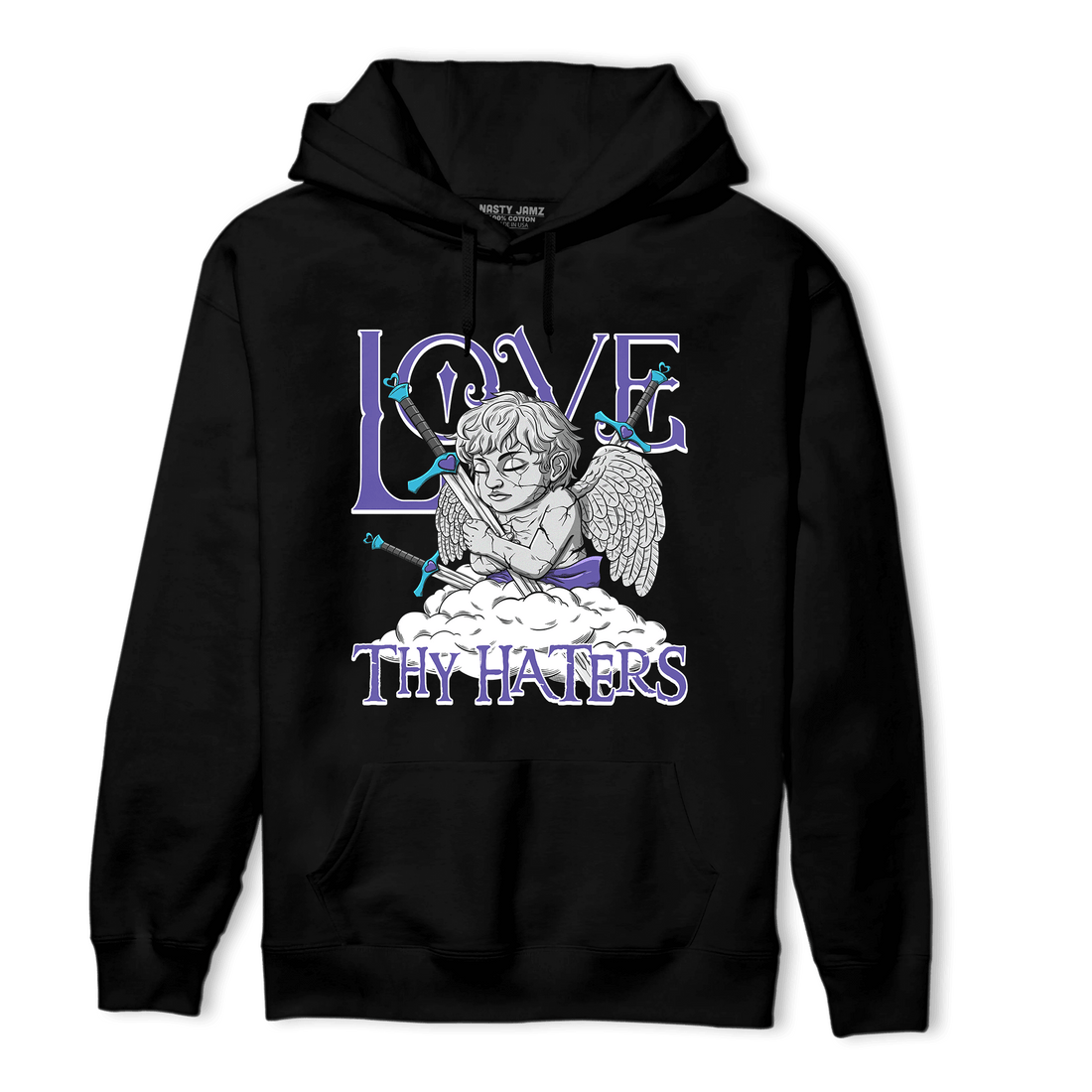 Aqua 6s Hoodie Match Love Thy Haters Angel - NastyJamz