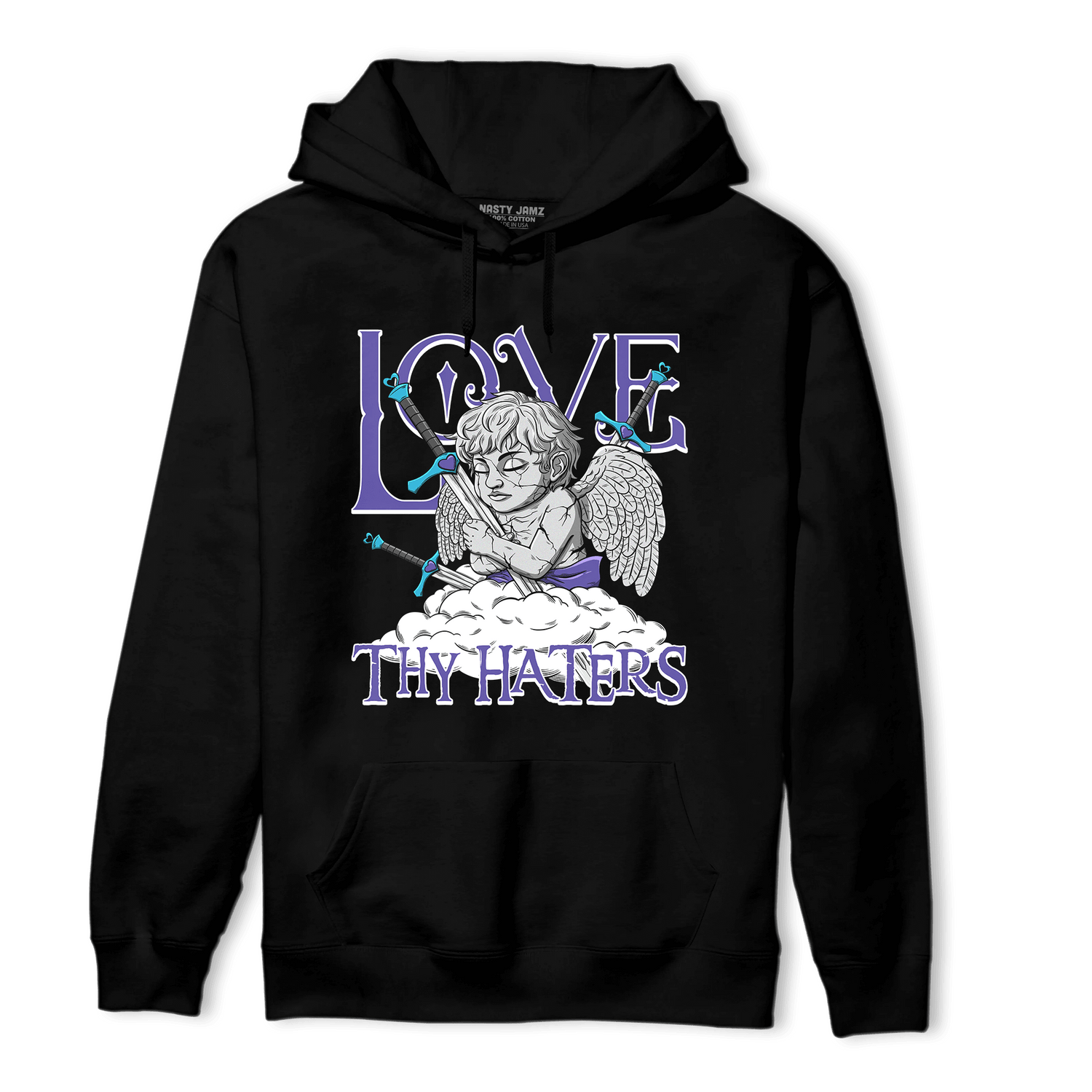 Aqua 6s Hoodie Match Love Thy Haters Angel - NastyJamz