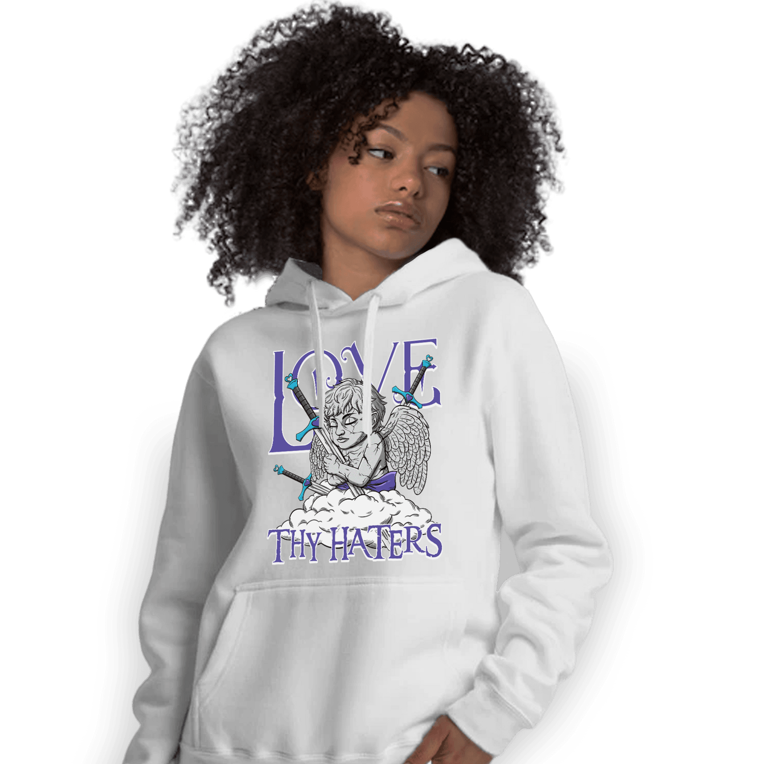 Aqua 6s Hoodie Match Love Thy Haters Angel - NastyJamz