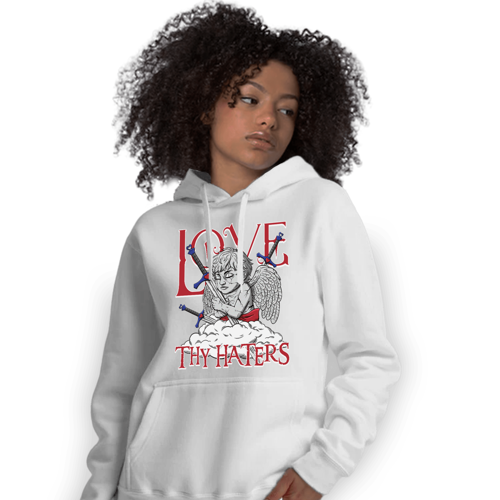 Playoffs 8s Hoodie Match Love Thy Haters Angel - NastyJamz