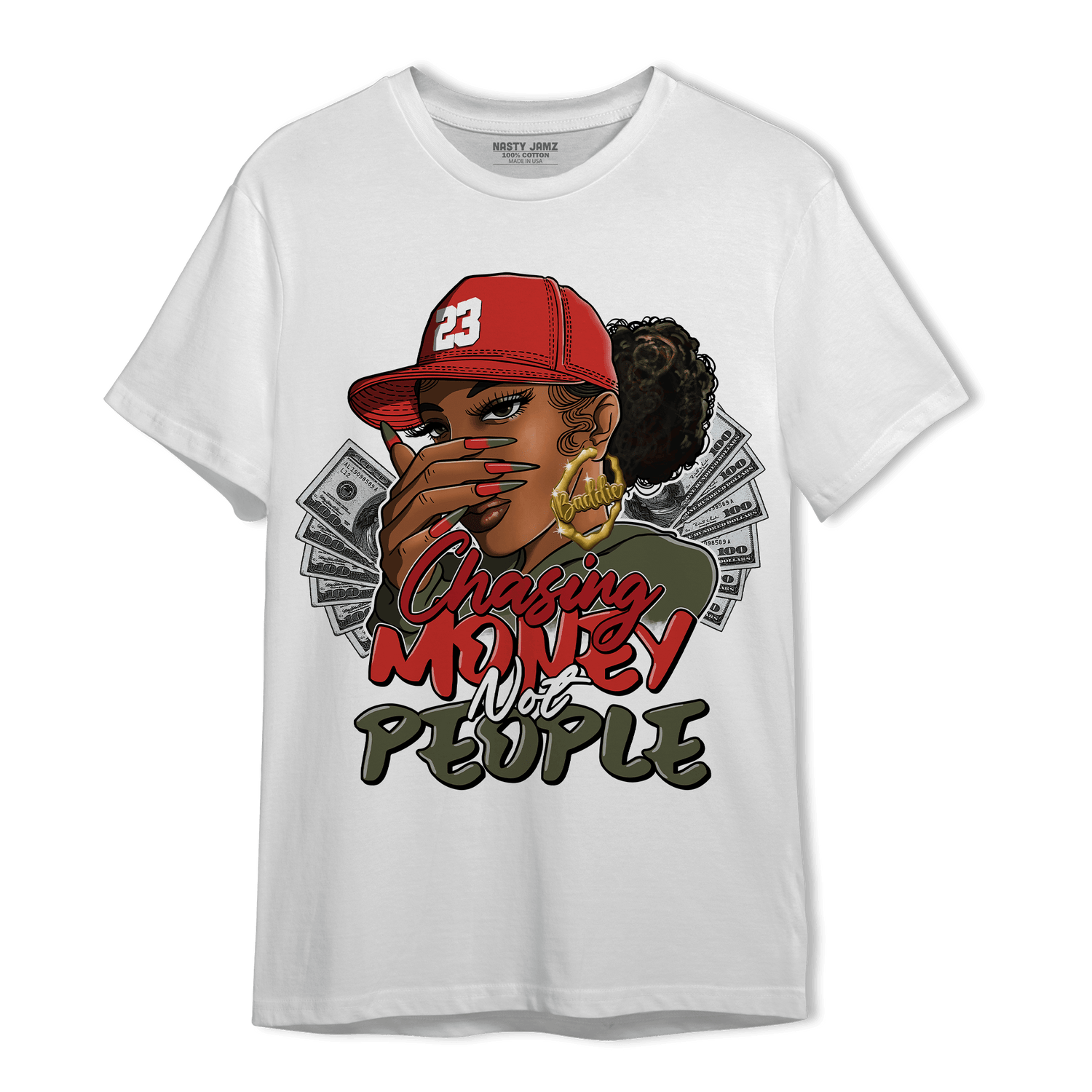 Dunk Low Mystic Red T Shirt Match Melanin Chasing Money - NastyJamz
