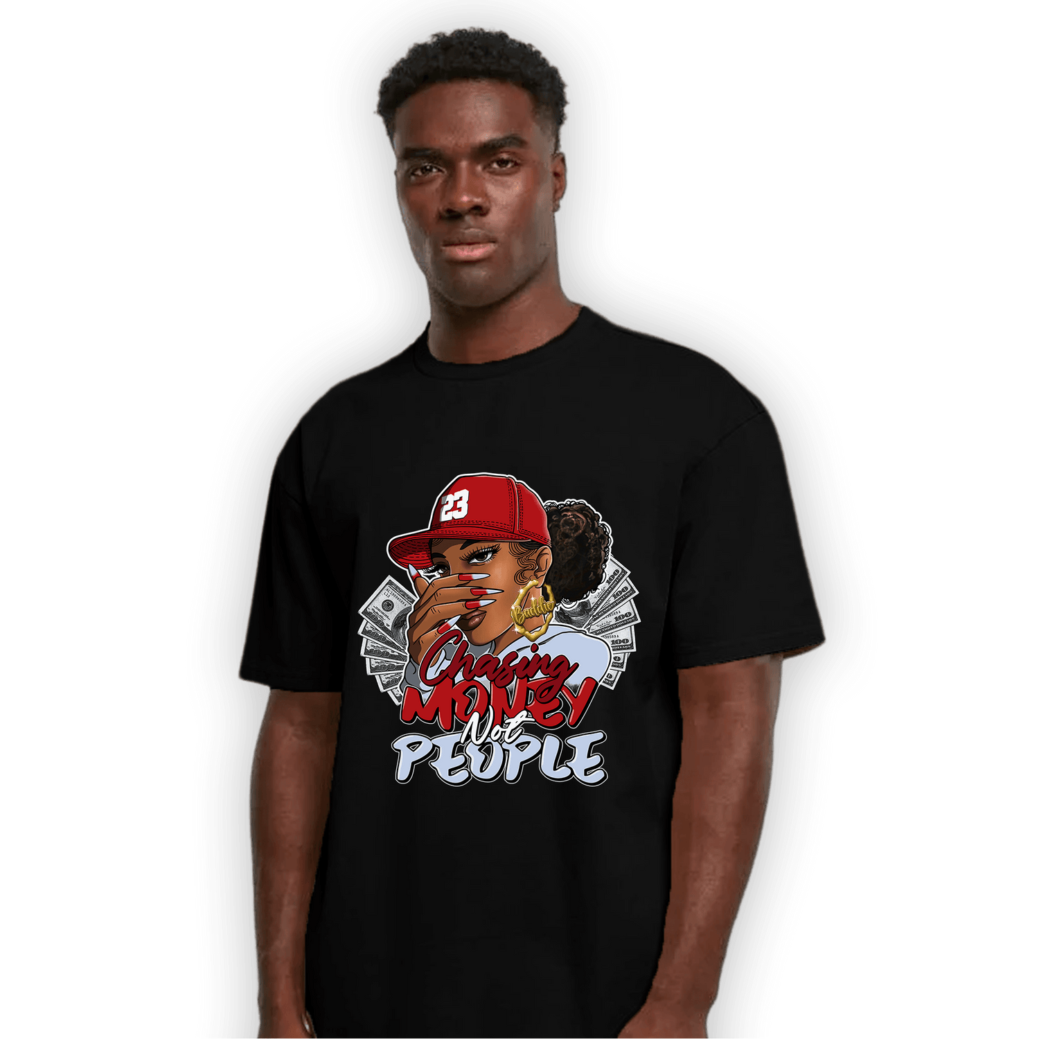 Cherry 11s T Shirt Match Melanin Chasing Money - NastyJamz