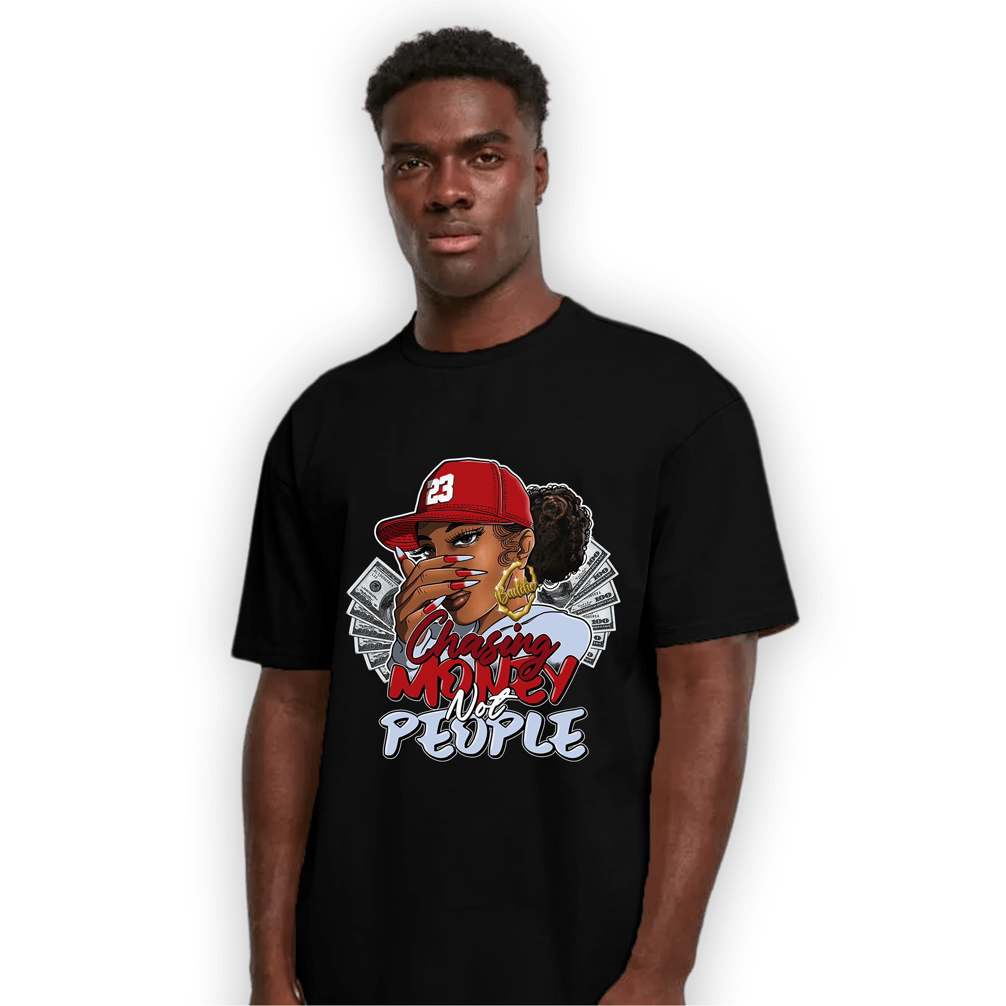 Cherry 11s T Shirt Match Melanin Chasing Money - NastyJamz