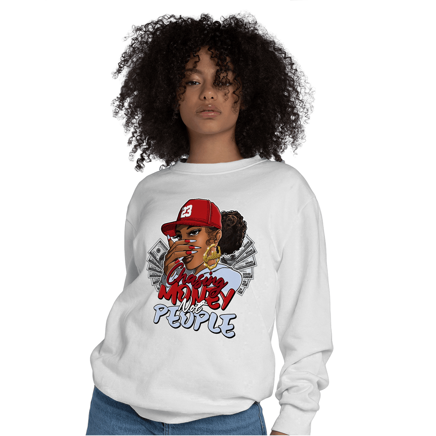 Cherry 11s Sweatshirt Match Melanin Chasing Money - NastyJamz