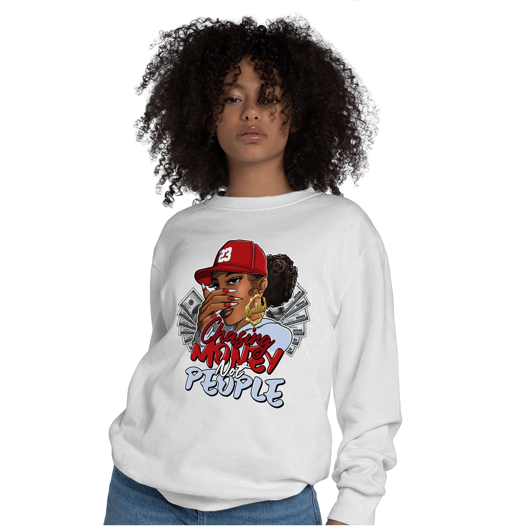 Cherry 11s Sweatshirt Match Melanin Chasing Money - NastyJamz