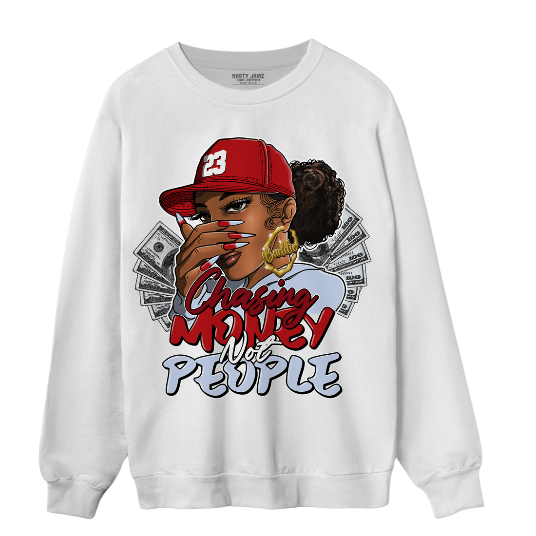 Cherry 11s Sweatshirt Match Melanin Chasing Money - NastyJamz
