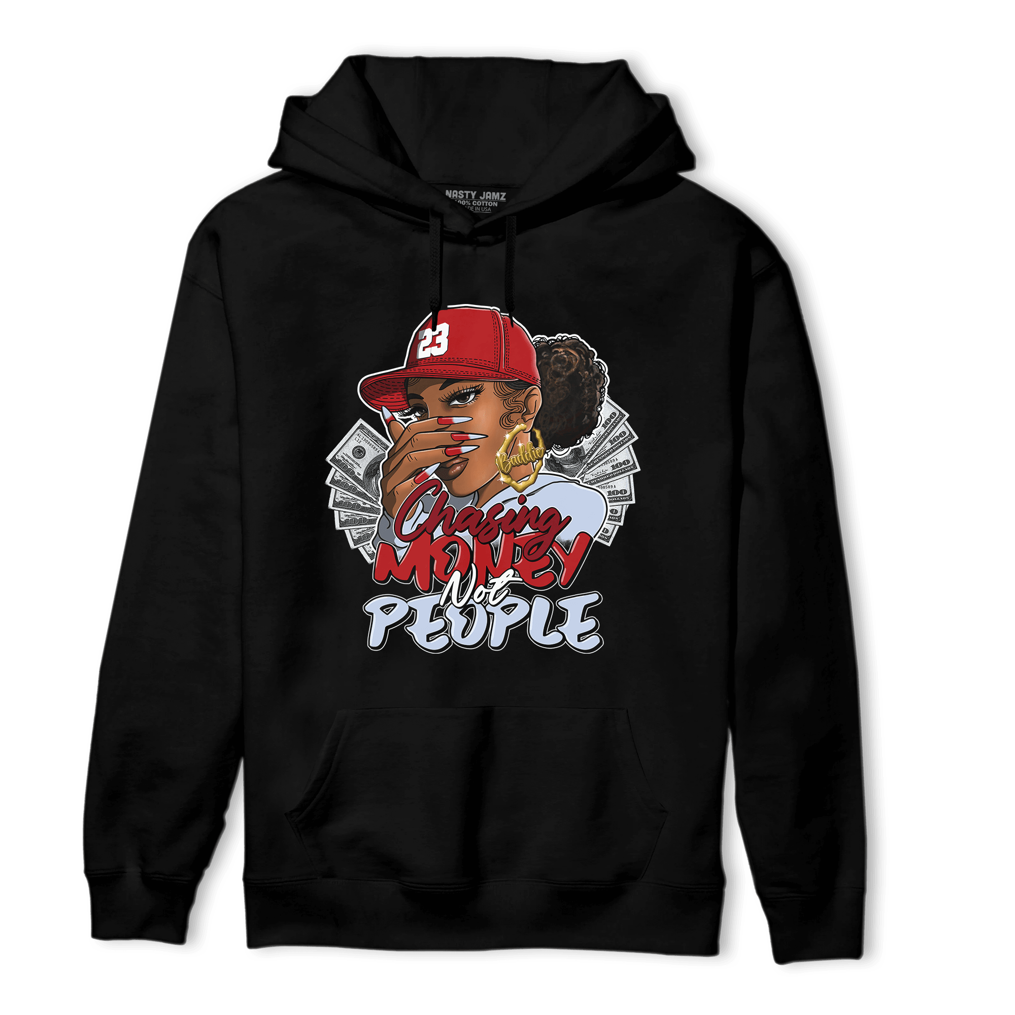 Cherry 11s Hoodie Match Melanin Chasing Money - NastyJamz