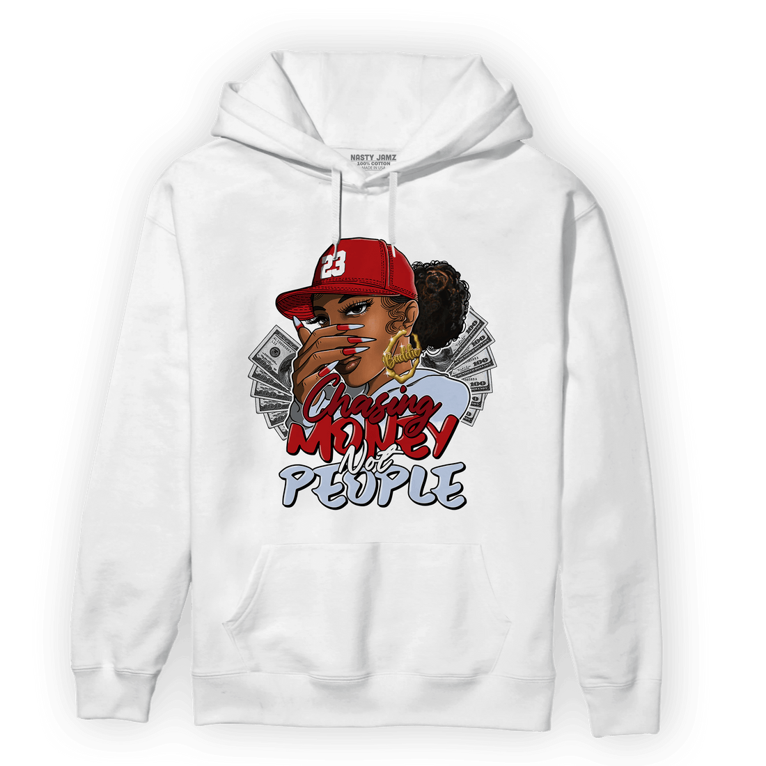 Cherry 11s Hoodie Match Melanin Chasing Money - NastyJamz