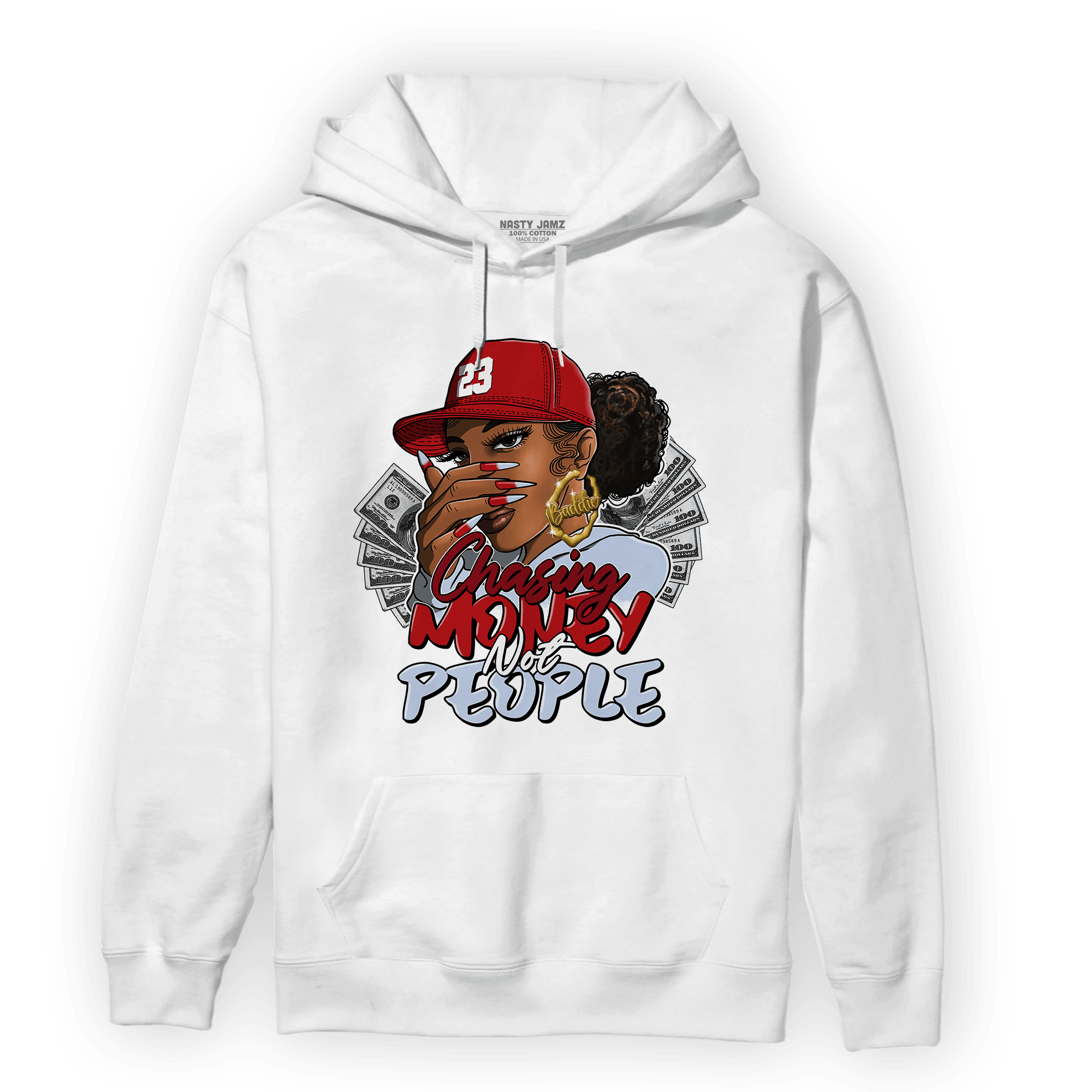 Cherry 11s Hoodie Match Melanin Chasing Money - NastyJamz